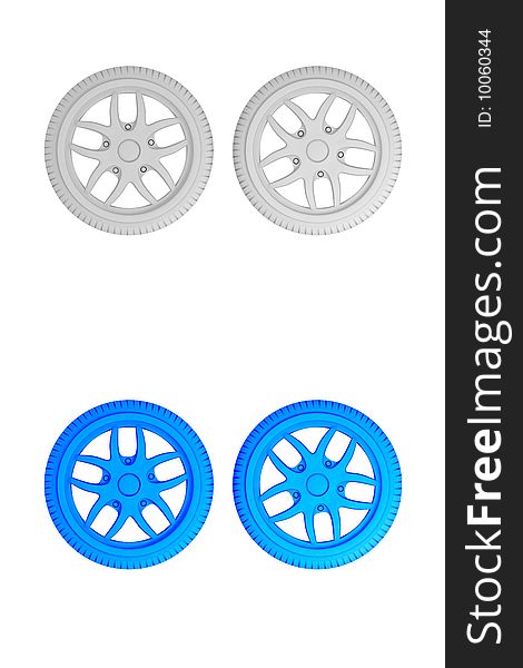 Wheel tires icons, made in 3d