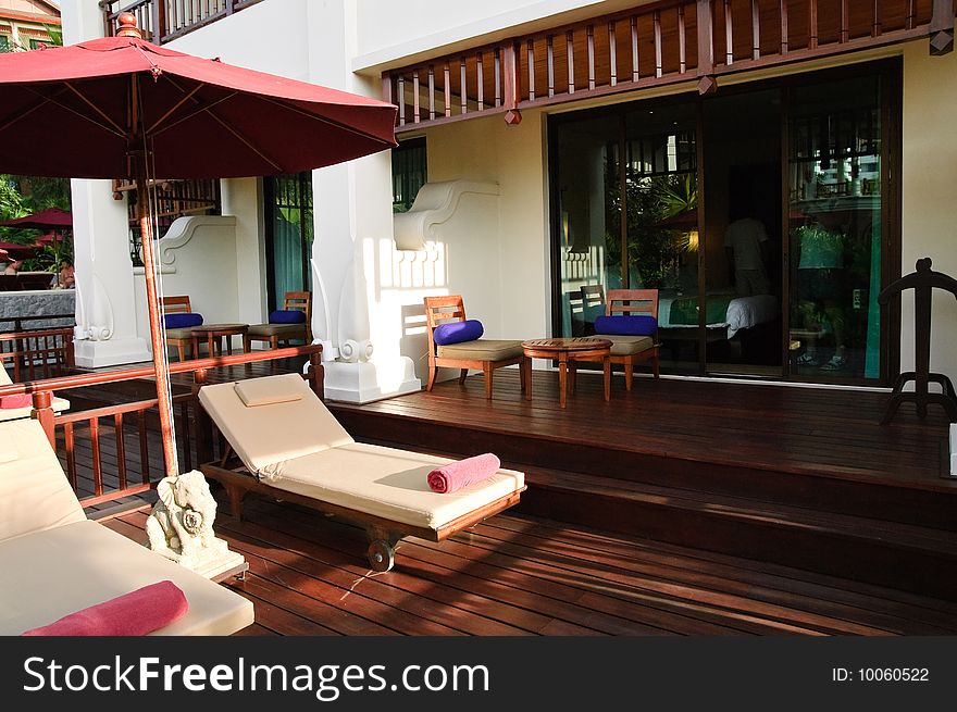 Lounge area in luxury hotel