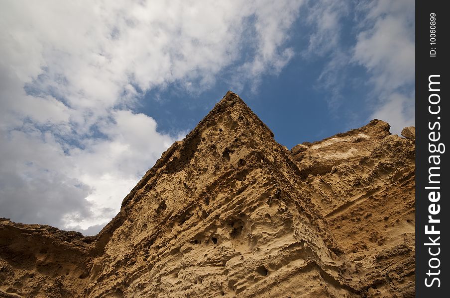 Chalk rocks with blue cloudy sky