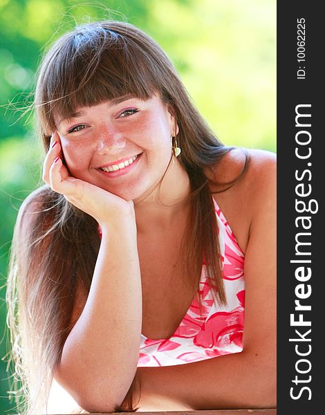 Outdoor portrait of happy girl