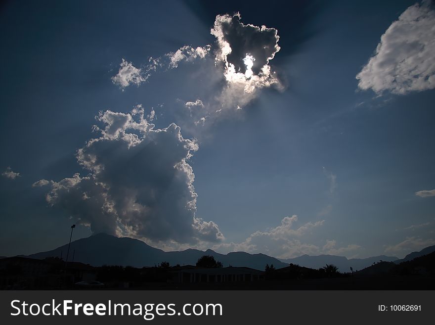 Heavenly landscape, solar eclipse on sky