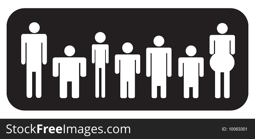 Vector image of seven men in a line