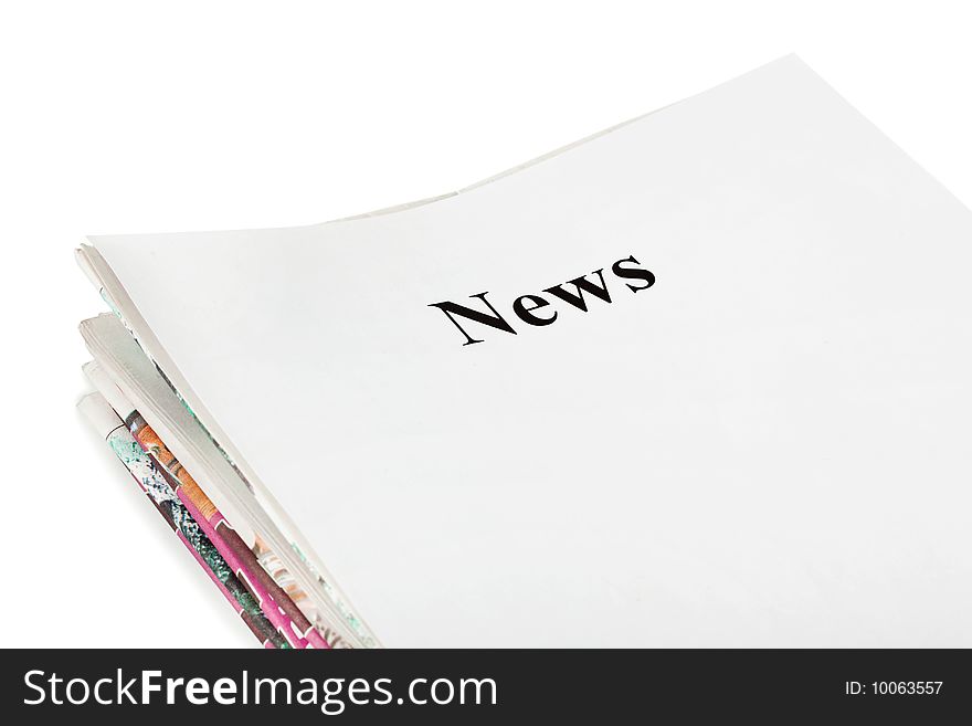 Stack of newspapers News isolated on white background