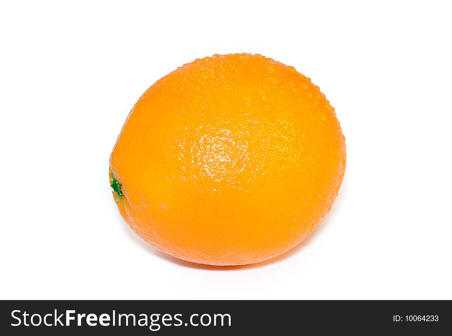 Large isolated orange grapefruit with water droplets on a white background. Large isolated orange grapefruit with water droplets on a white background