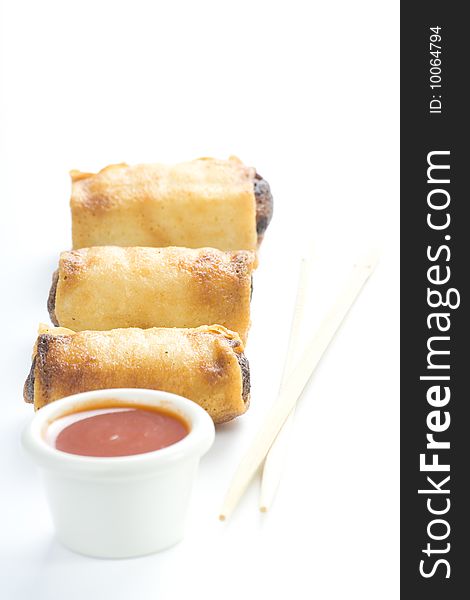 Delicious spring rolls traditional china cuisine isolated