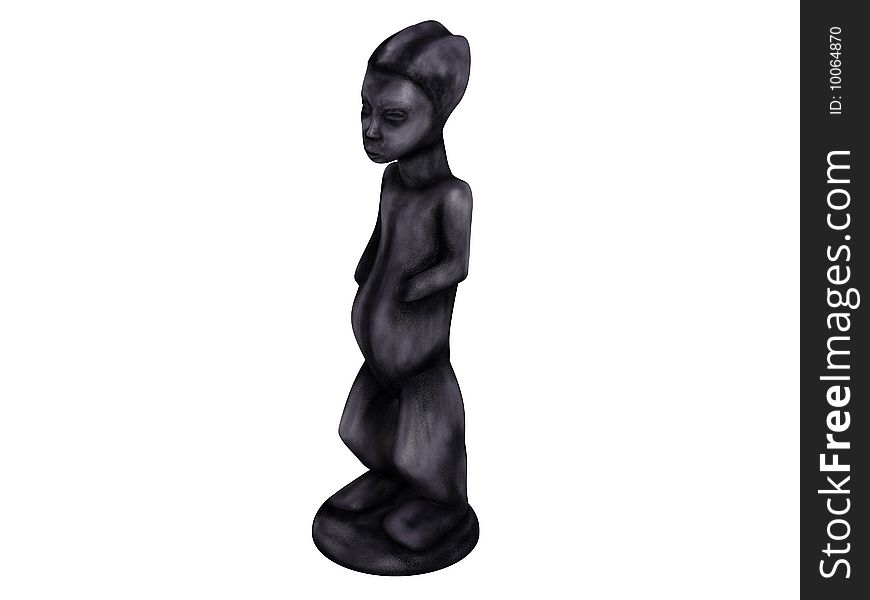 Rendered 3d isolated old african statuette. Rendered 3d isolated old african statuette
