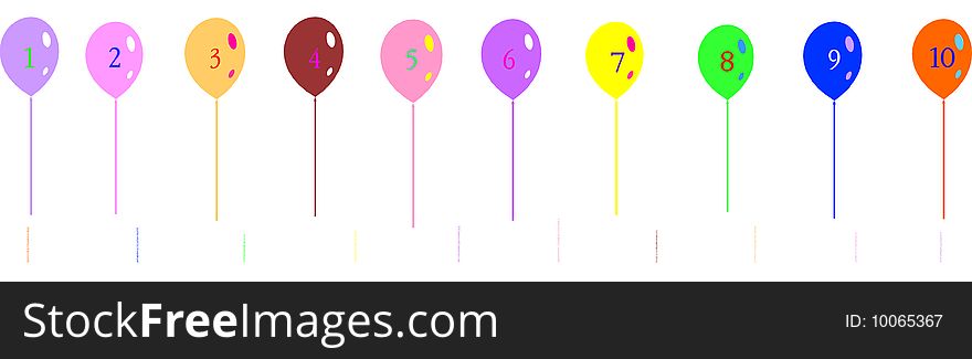Color Balloon with Ten Numbers. Color Balloon with Ten Numbers