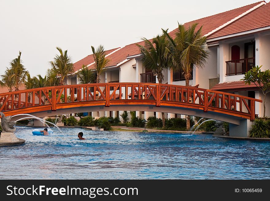 Kids playing at a tropical resort in India. Kids playing at a tropical resort in India.