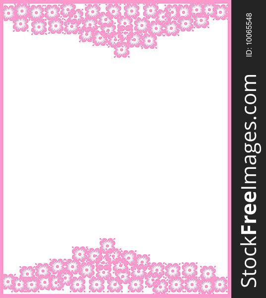 Pink spring flowers and frame. Pink spring flowers and frame