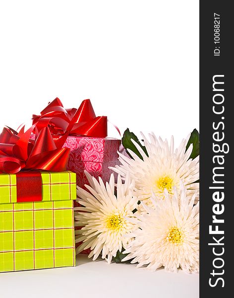 Gift box with beautiful flowers. Gift box with beautiful flowers