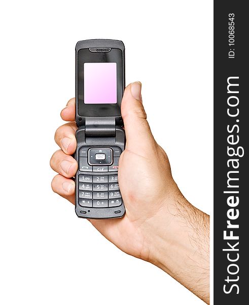 Close up of mobile telephone in hand