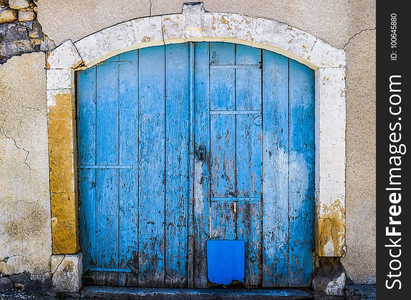 Blue, Wall, Door, Arch