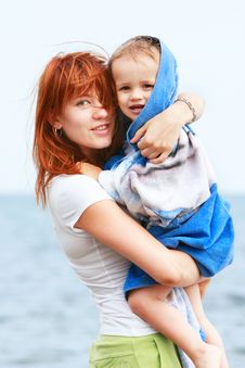 Mother And Son On Beach Stock Photography Mother And Son On Beach Stock Photography