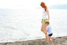 Mother And Son On Beach Stock Photography Mother And Son On Beach Stock Photography