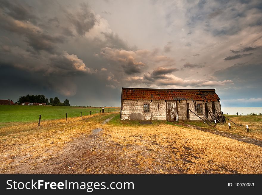 Old building in a small village called Laaksum in Friesland The Netherlands