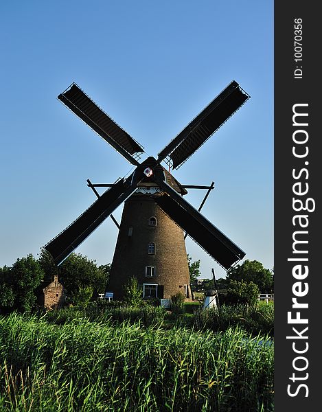 Beautiful windmill landscape at kinderdijk in the netherlands near Rotterdam