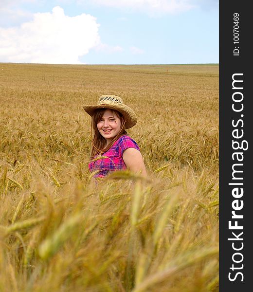 Teen girl in the rye field