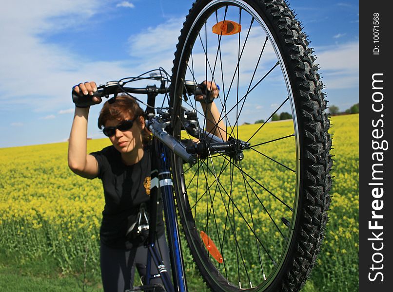 Fragment of bicycle of the racing bike