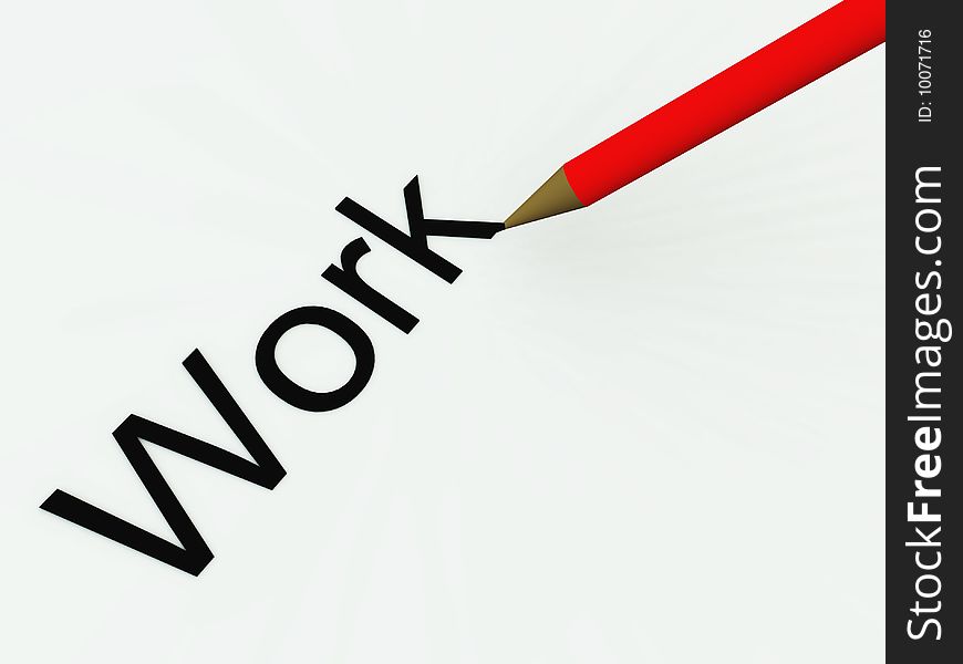 Image of a pencil or pen writing the word work.