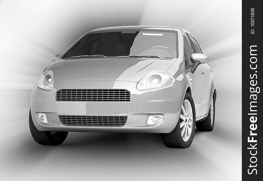 Modern glossy car on abstract gray background. Modern glossy car on abstract gray background