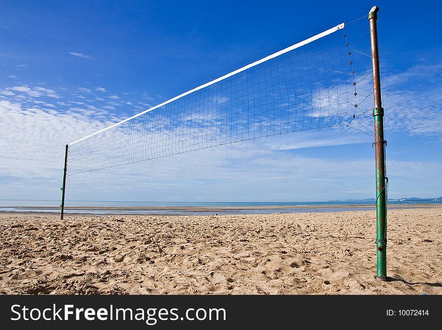 Volleyball Net On Beach In Thailand