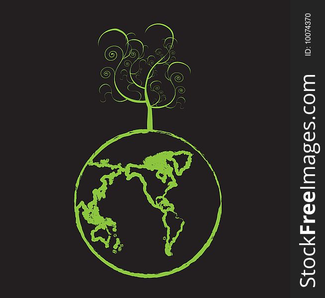 Green world, symbol of ecology and nature, global warming