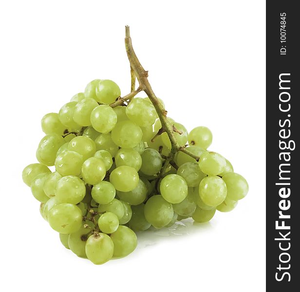 Green grapes on white background. Green grapes on white background