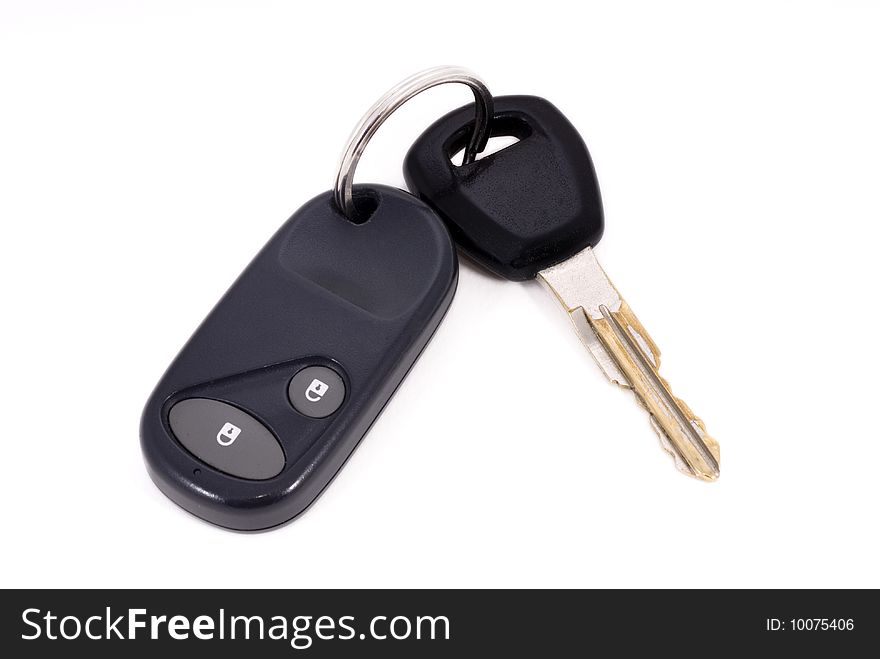 A black car key from plastic and metal