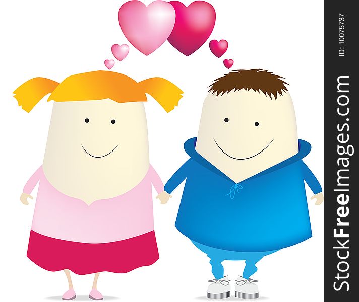Illustration of cute quirky couple in love