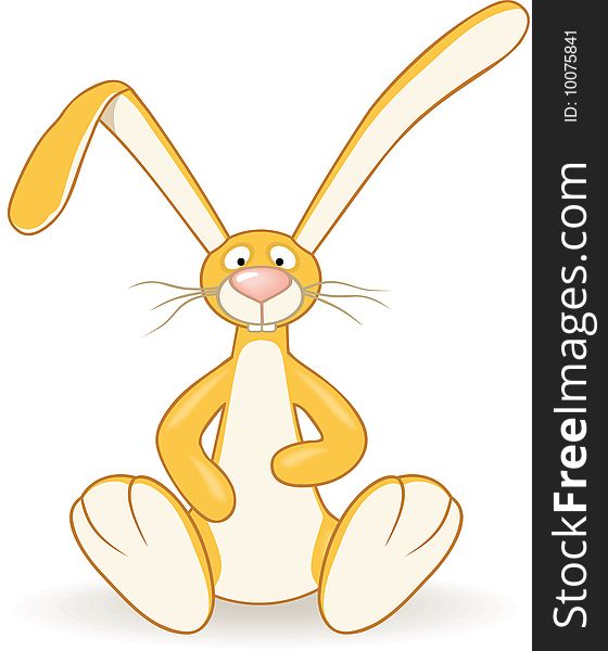 Cartoon style bunny sitting. Drawed without any gradient or mesh fills. Cartoon style bunny sitting. Drawed without any gradient or mesh fills