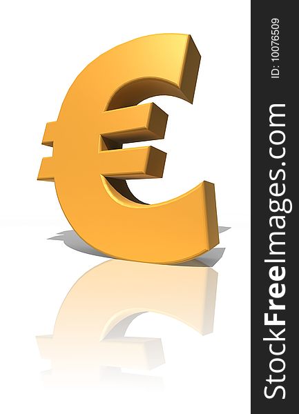 Euro symbol - 3d illustration isolated on white background. Euro symbol - 3d illustration isolated on white background
