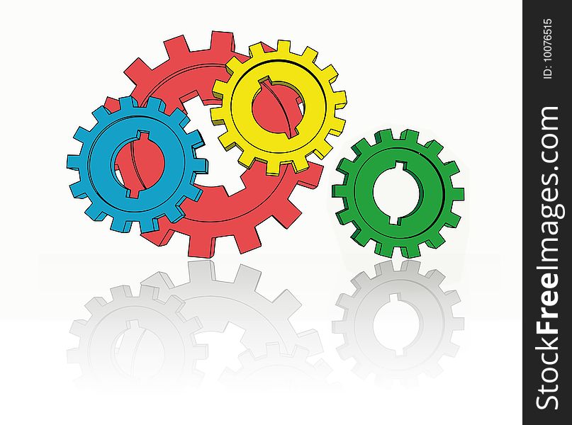 Isolated cogwheels - business network - illustration