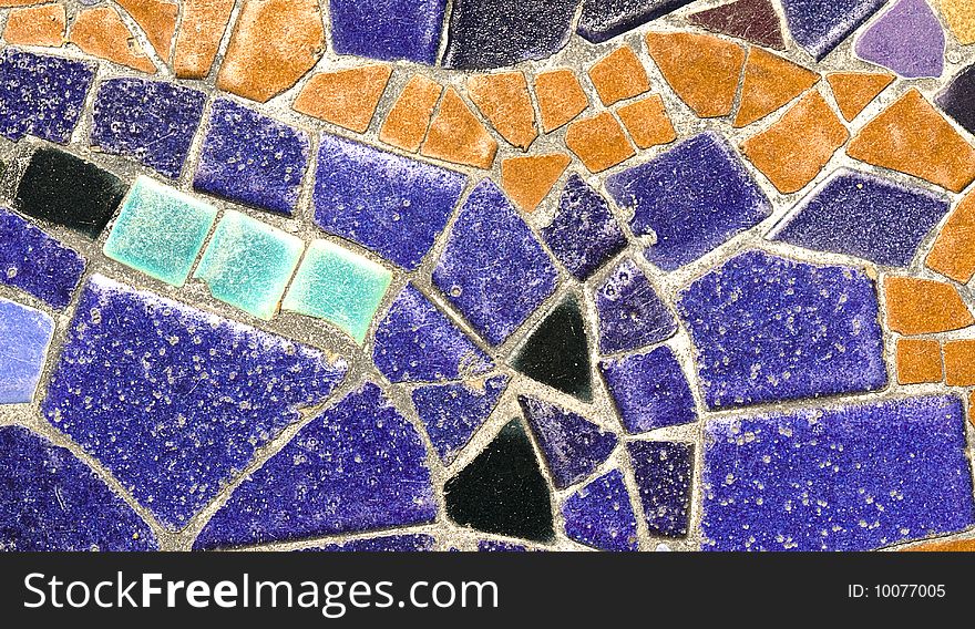 Section of handmade mosaic surface with irregular tiles. Section of handmade mosaic surface with irregular tiles