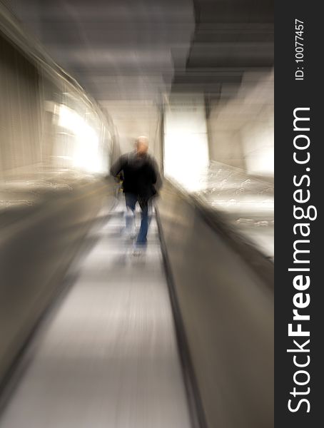 Man in escalators