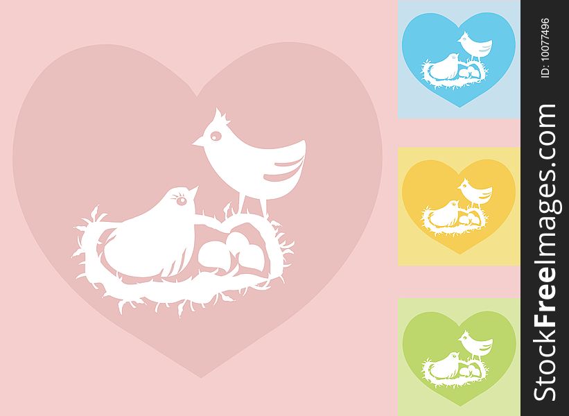 Vector with Birds in a nest