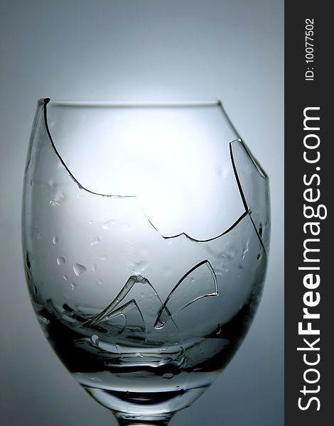 A broken goblet made of glass