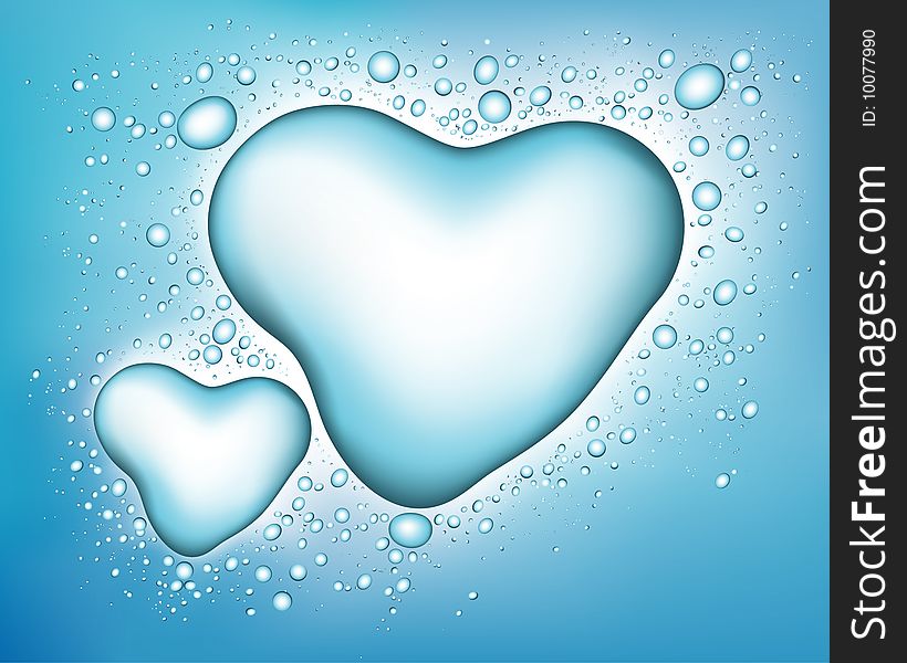 Transparent  blue heart shaped drip