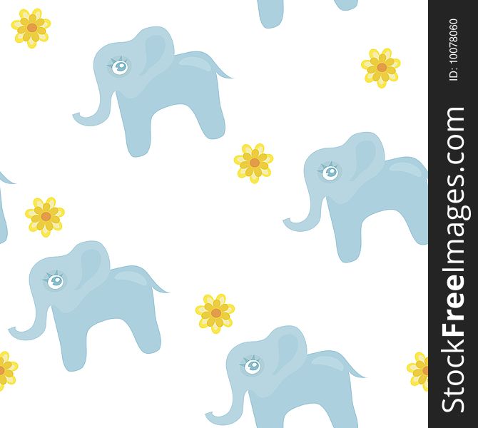 Seamless Background with blue elephants. Seamless Background with blue elephants