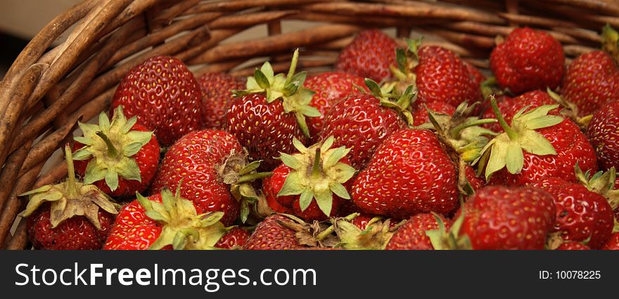 Strawberry in the basket stock photo