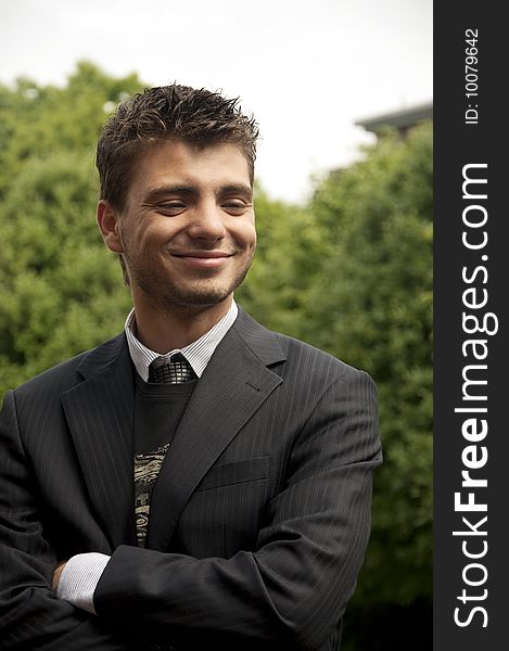 Portrait of young handsome man smiling