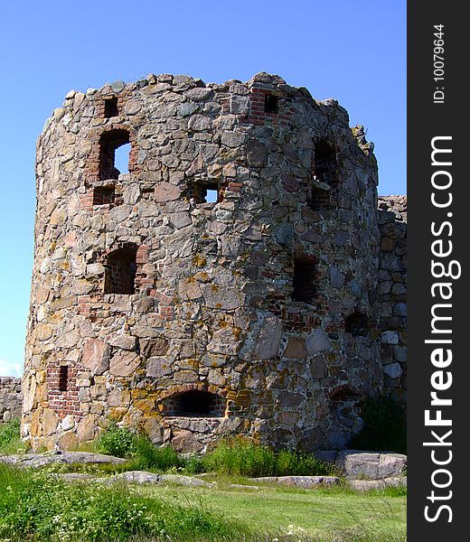 Ruins of the medieval castle Hammershus, Island Bornholm, Denmark