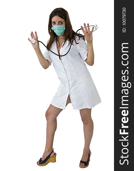 Sexy woman doctor in white uniform. Sexy woman doctor in white uniform