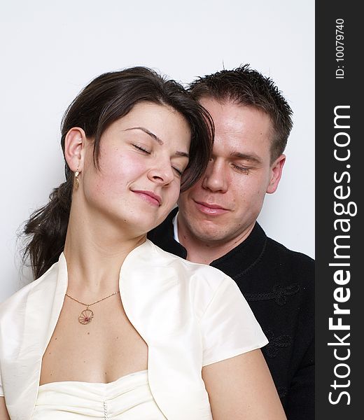 Wife and husband on white background