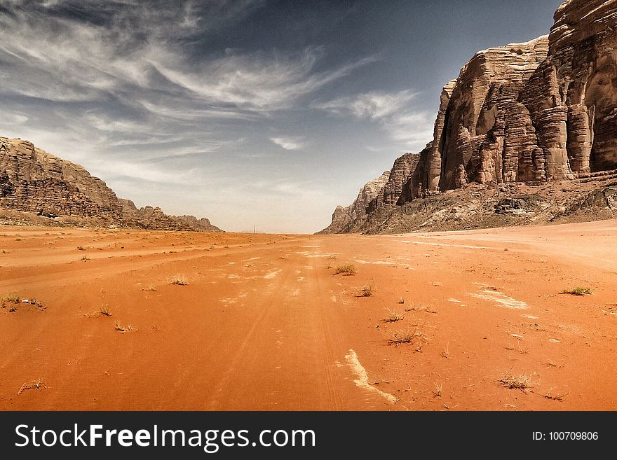 Sky, Desert, Badlands, Wadi