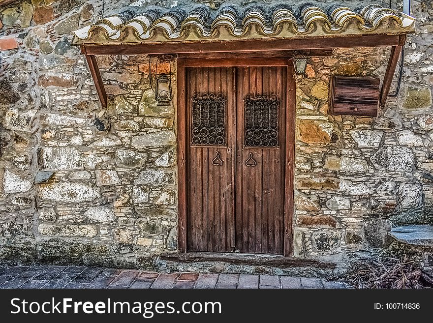 Door, Wall, Stone Wall, Facade