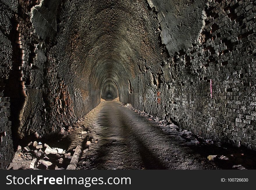 Tunnel, Tree, Formation, Rock