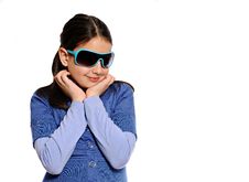 Cute Girl In Blue Outfit And Blue Sunglasses Royalty Free Stock Photo Cute Girl In Blue Outfit And Blue Sunglasses Royalty Free Stock Photo