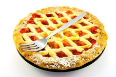 Whole Apple And Strawberry Pie With A Fork Stock Image Whole Apple And Strawberry Pie With A Fork Stock Image