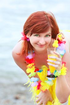 Attractive Girl With Glass Of Juice Stock Photos Attractive Girl With Glass Of Juice Stock Photos