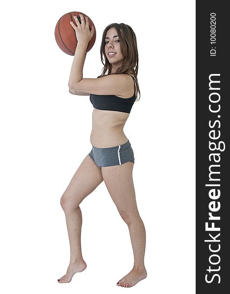 Sexy young girl playing basketball. Sexy young girl playing basketball